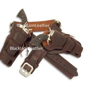Cow Boy Custom Leather Rigs Cartridge Belt With Holster .22 .357 .38 .44 .45 & 12 Guage By BlackLionLeather