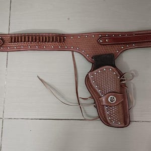 Coldre de munição para cinto de cartucho vintage Western Cowboy .22 .357 .38 .44 .45