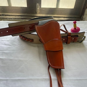Handmade Leather Western Holster: Cowboy Action Rig, Ammo Loops