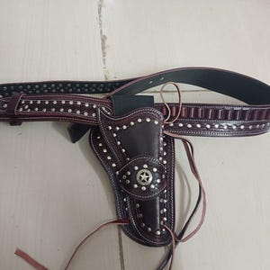 Handmade Leather Western Holster: Cowboy Action Rig, Ammo Loops .22/.357/ .38/.44/.45/Caliber