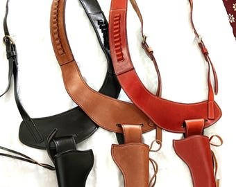 Läderhölster för axel: Enkelverkande revolver, Colt, specialbyggd pipa