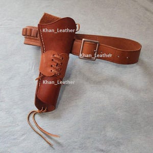 Coldre de couro para cartucho de cowboy, cinto de arma elegante, calibre .22, .32, .38, .357, .44, .45 e calibre 12