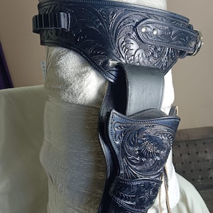 Western Leather Cartridge Belt Ammo Loops Revolver Holster Cover Colt Sass Rigs Cowboy Holster .22 .32 .357 .44 .38 .45By BlackLionLeather