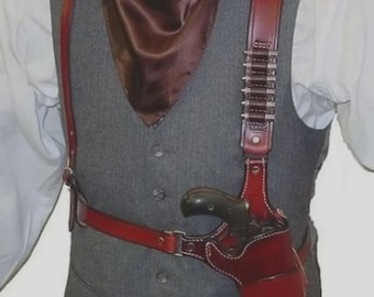 Läderhölster för axel, enkelverkande revolver, Colt, specialbyggt pipa