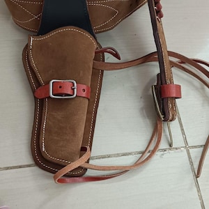 Handgemaakte leren westernholster: Cowboy Action-munitieriem .22 .357 .38 .44 .45