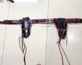 Handmade Western Leather Revolver Holster Belt – Fast/Cross Draw, 4-6.5" Barrel