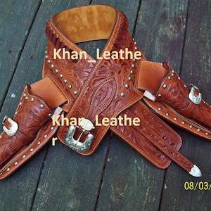 Cow Boy Custom Leather Rigs Cartridge Belt With Holster .22 .357 .38 .44 .45 & 12 Guage By BlackLionLeather