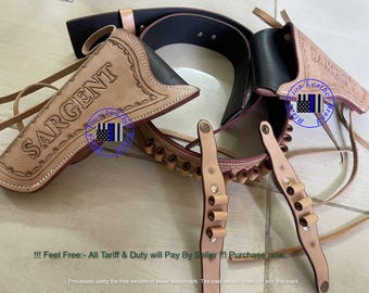 Handgefertigter Dual Revolver Holster Holster Ledergürtel im Western Cowboy Stil