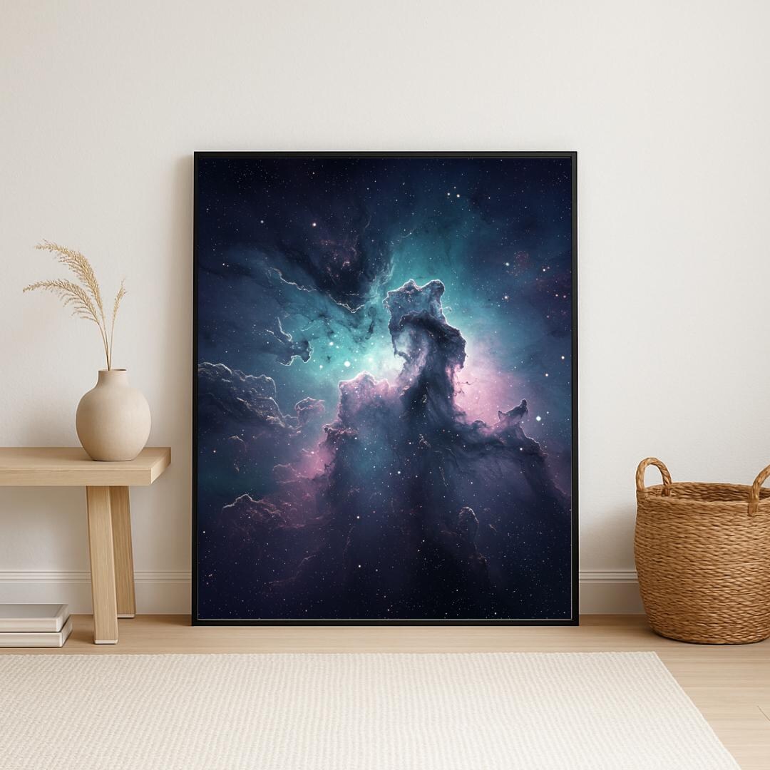 Nebula Space Art Print | Metallic Galaxy Wall Art | Sci-fi Digital ...