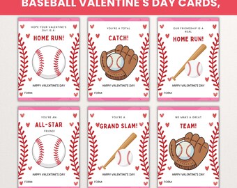 Baseball Valentine's Day Cards, All Star Valentines Cards, Valentine's Day for Boy Sport, Printable Classroom Valentine's Cards for Kids,