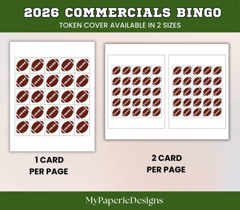 Super Big Game Commercials Bingo, Football Watch Party Bingo, 2026 Bowl Ads Game, LX Commercials Game, Instant Download