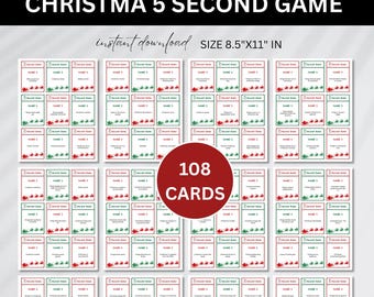 Christmas 5 Second Game, Printable Christmas Party Game, Fun Christmas Family Game, Christmas Game For Kids Teen Adults,Holiday Party Trivia