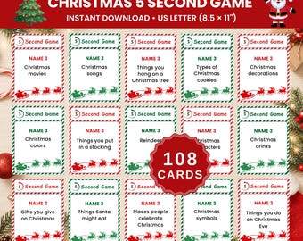 Gioco di Natale da 5 secondi, gioco stampabile per feste di Natale, divertente gioco di Natale per famiglie, gioco di Natale per bambini, ragazzi e adulti, quiz per feste natalizie