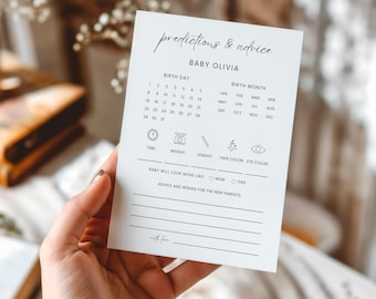 Baby Shower Predictions Card, Minimalist Gender Neutral Game (Digital Download)