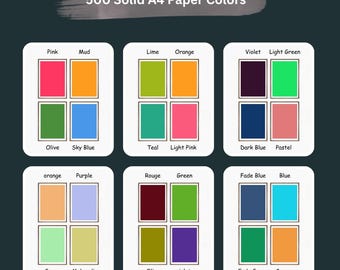 500 Solid Color A4 Digital Papers: Printable Stationery (PNG Files)