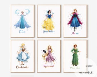 Disney Fairy Princess Watercolor Art Print: A4 Decor (PDF File)