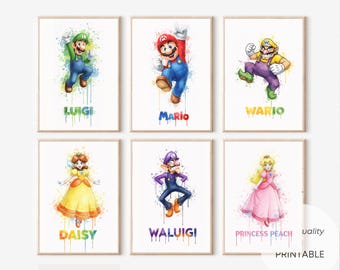Mario Watercolor Art Print: A4 Superheroes Wall Decor (Digital Download)