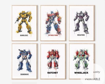 Transformers Watercolor Art Print: Superhero A4 Decor (Digital Download)