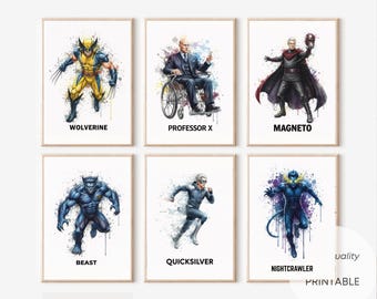 X-Men Watercolor Art Print: Superheroes A4 (Digital Download)