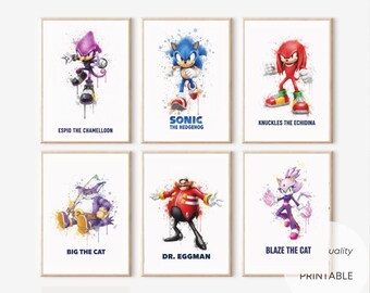 Sonic the Hedgehog Watercolor Art Print (A4 Digital Download)