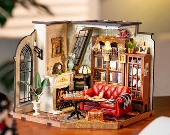 DIY Miniature Dollhouse Kit – Catherine's Living Room, Tiny House Diorama