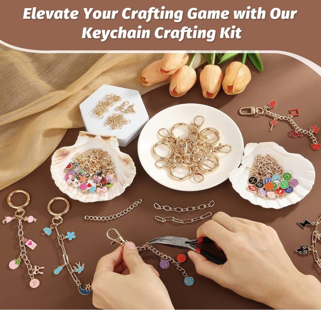 Key Chain Rings Crafts DIY Keychain Making Kit – Charms, Chains & Jewelry Craft - Etsy