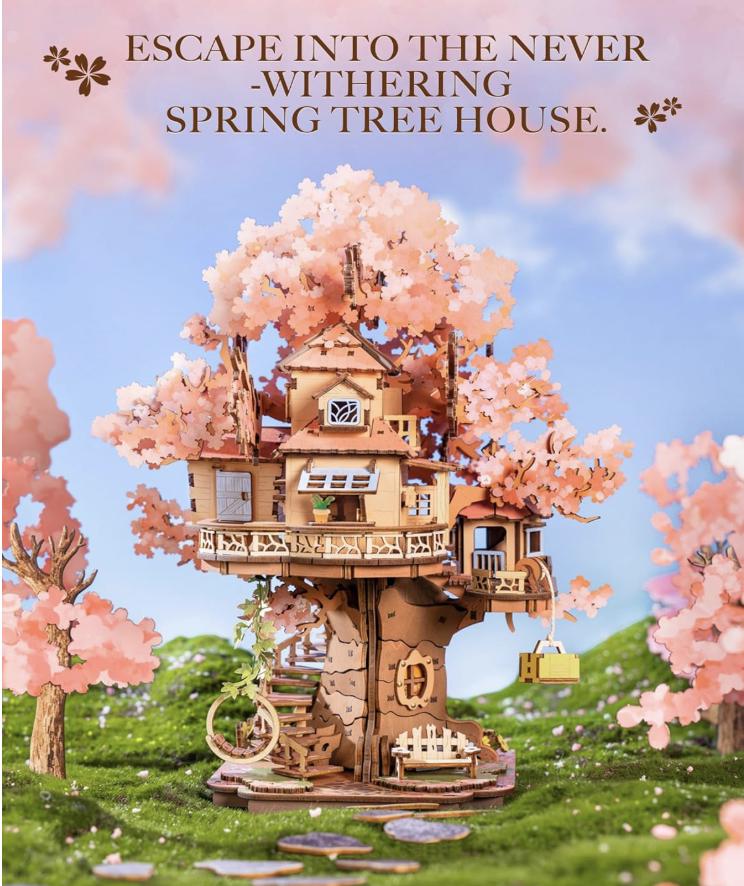 DIY Miniature Sakura Tree House Kit – 12" 3D Wooden Puzzle, Bonsai ...