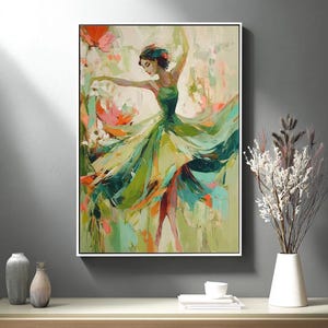 Large Abstract Woman Figure Painting Green Texture Wall Art Figure Canvas Art Lady Painting Original Woman Portrait Art Colorful Painting