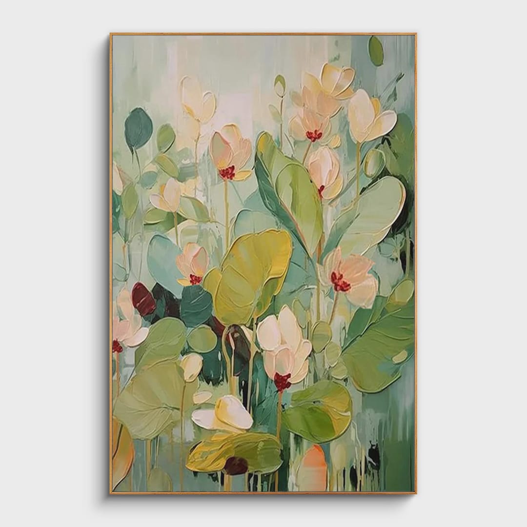 Abstract Flower Oil Painting on Canvas, Large Wall Art, Original ...