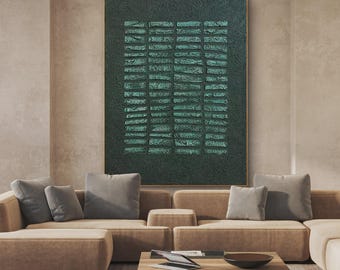 Beige Textured Painting: Minimalist blue Wabi-Sabi Canvas Art