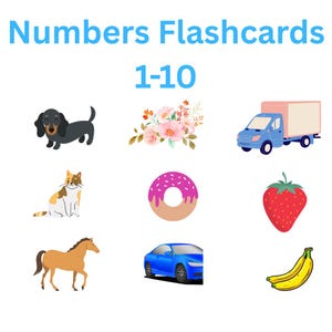 Instant Download printable numbers flashcards