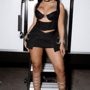 Black Two Piece Corset & Mini Skirt Set
