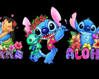 16オンスガラス缶用スティッチUV DTFラップ - オハナ＆アロハカップデカール - PNG - デジタルダウンロード