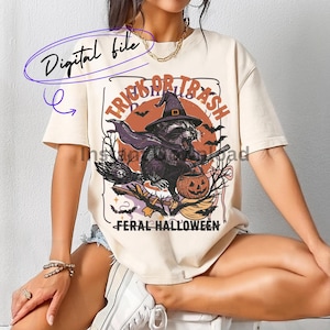 Funny Halloween Racoon Png, Halloween Sublimation Design, Spooky Season Png, Feral Halloween Png, Spooky Raccoon Png, Trick or Trash Png