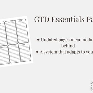Pack de planification imprimable GTD | Système de productivité GTD (Getting Things Done) de 4 pages | Téléchargement numérique