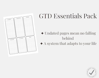 Pack GTD Essentials : système imprimable de 4 pages (téléchargement numérique)
