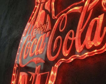 Coca Cola Bottle LED Wall Decor Sign, Game Room Man Cave Decor