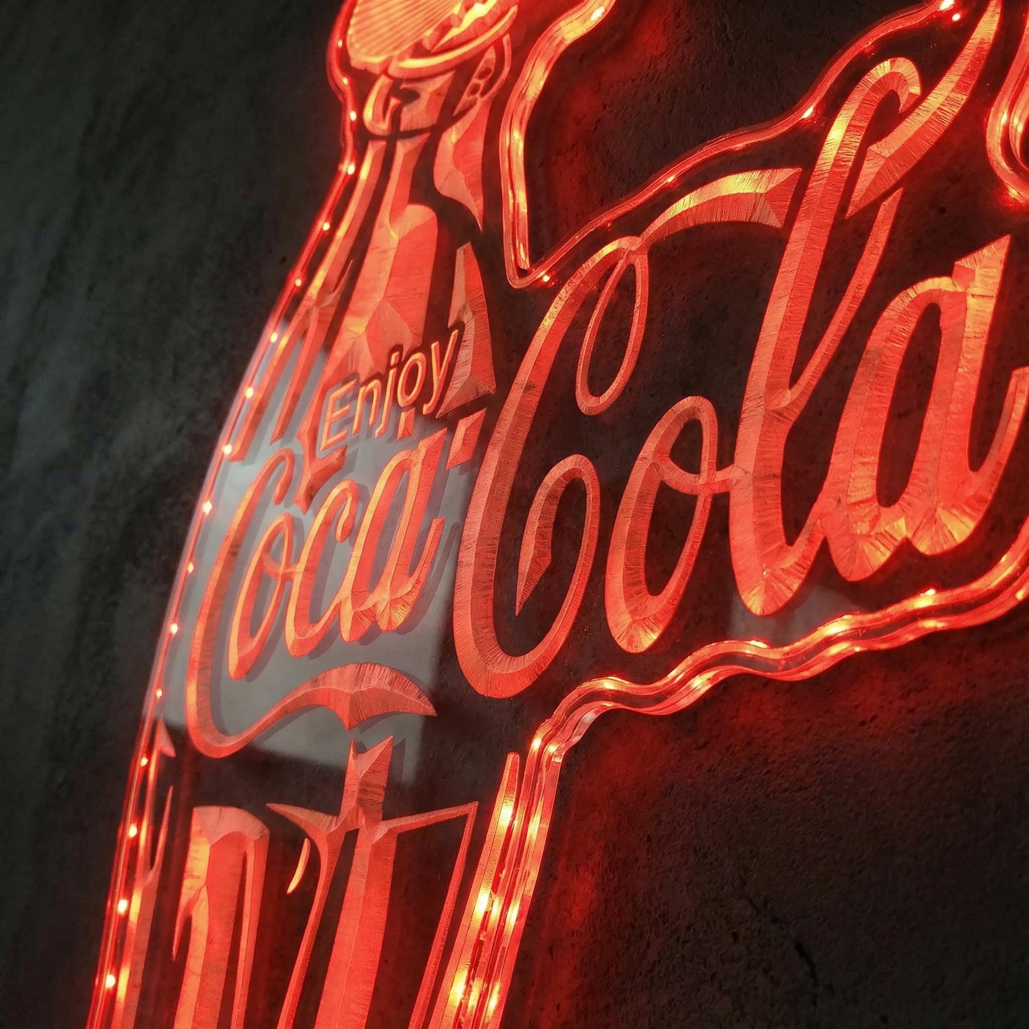 Coca Cola Bottle LED Wall Decor Sign, Game Room Man Cave Decor