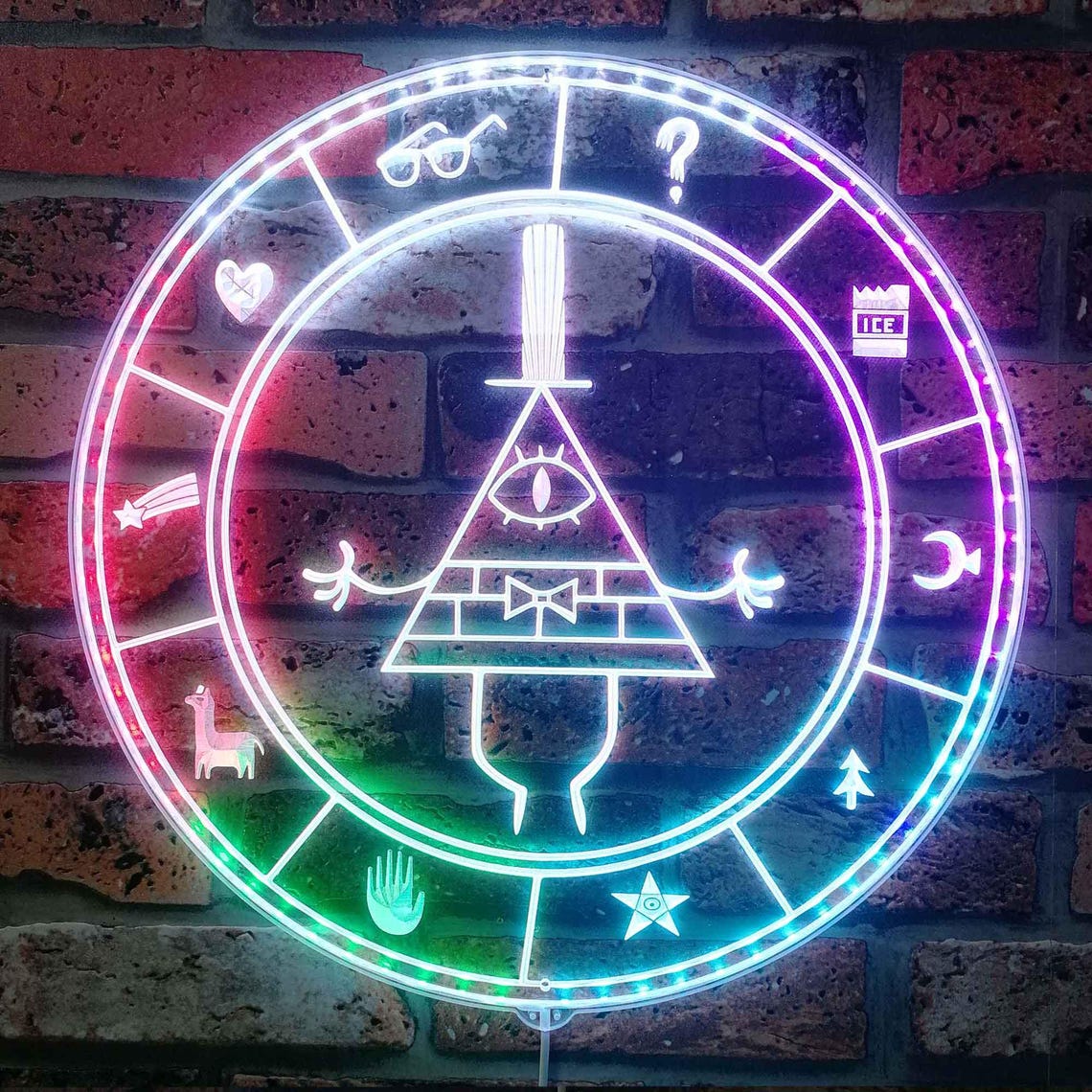 Bill Cipher Gravity Falls LED Wall Decor Sign, Table Top Game Room Man ...