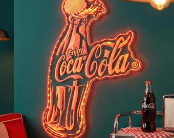 Coca Cola Bottle LED Wall Decor Sign, Game Room Man Cave Decor