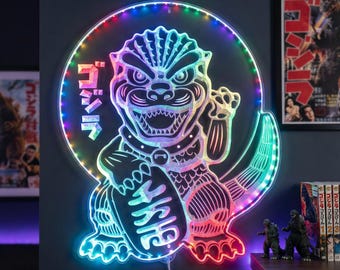 King of the monsters LED Wall Decor Sign, Game Room Man Cave Decor , Multi Colors Night Light Atmosphere Sign