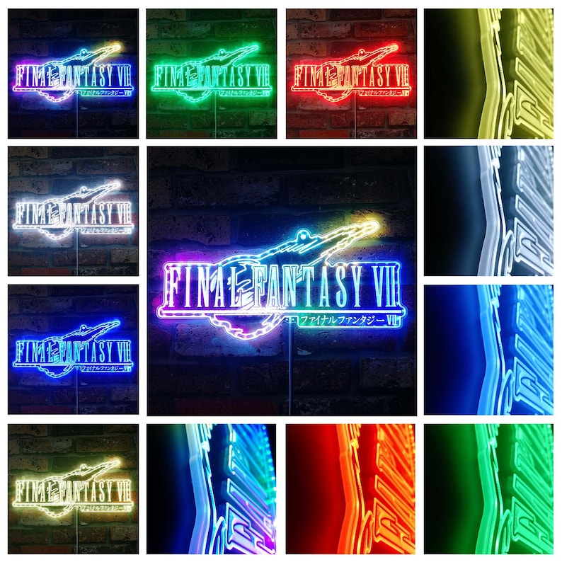 Final Fantasy 7 LED Wall Decor Sign, Game Room Man Cave Decor, Multi ...
