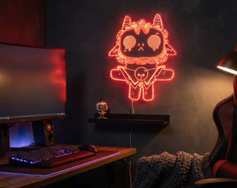Cult of the lamb LED Wall Decor Sign, Table Top Game Room Man Cave Decor , Multi Colors Night Light Atmosphere Sign