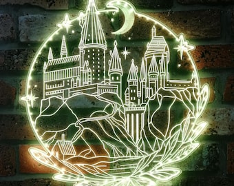 Wizard Castle LED Wall Decor Sign, Table Top Game Room Man Cave Decor , Multi Colors Night Light Atmosphere Sign,