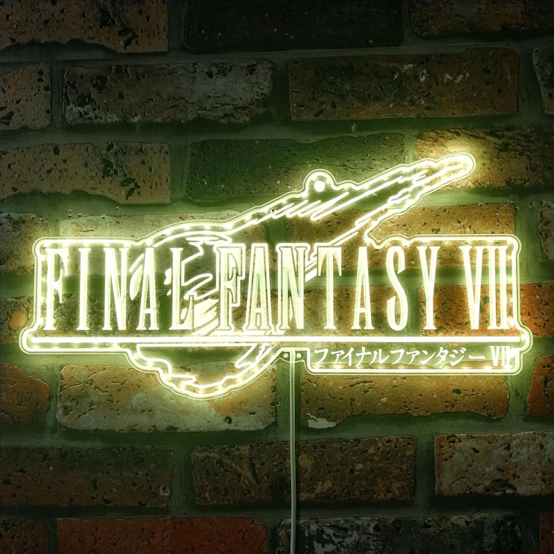 Final Fantasy 7 LED Wall Decor Sign, Game Room Man Cave Decor, Multi ...