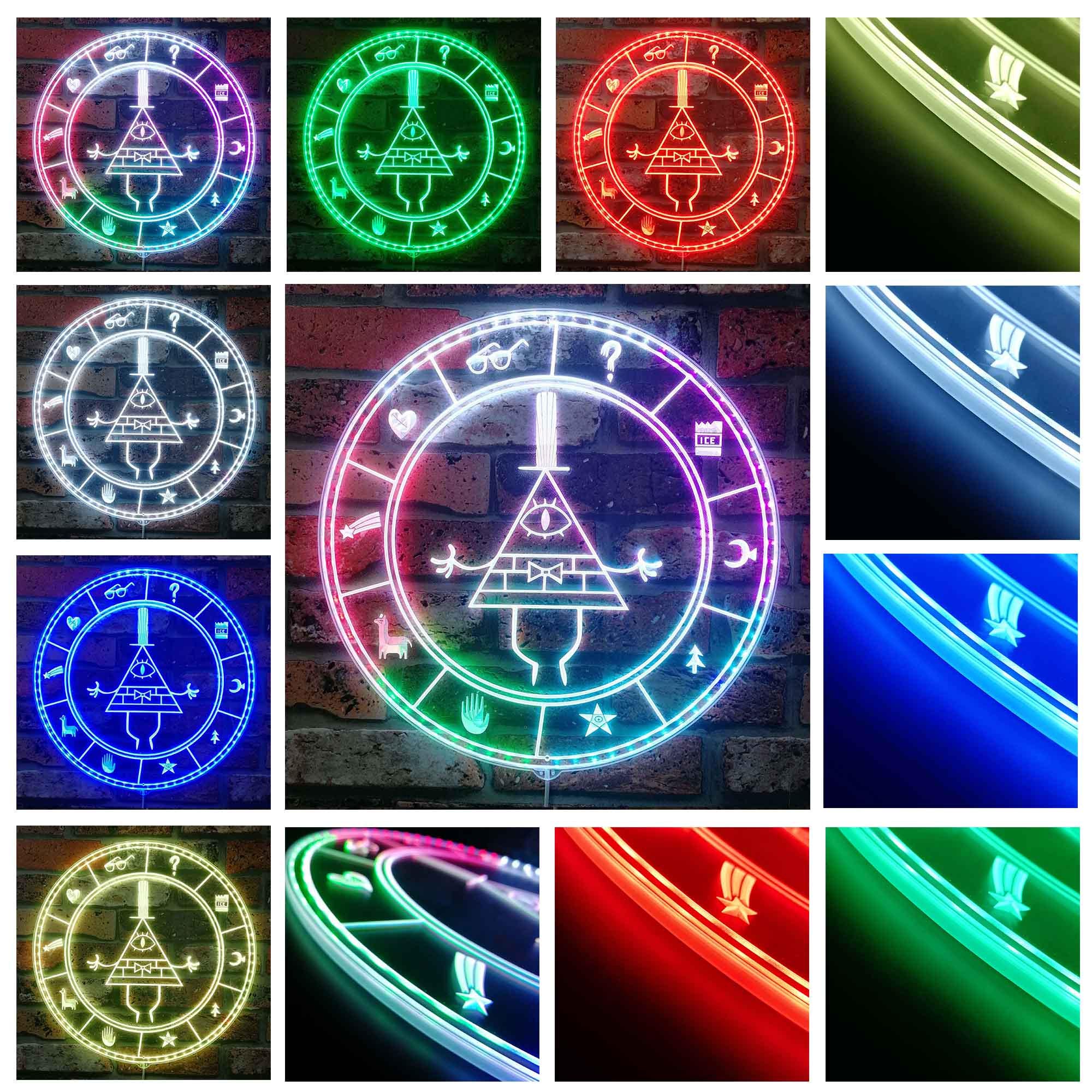 Bill Cipher Gravity Falls LED Wall Decor Sign, Table Top Game Room Man ...