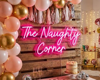 The Naughty Corner LED Neon Sign, Custom Home Bar Art Wall Decor, Party Window Living Room Decor