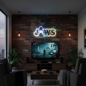 JAWS Neon LED Wall Decor Sign, Rainbow Multi Colors Night Light Atmosphere Sign, Christmas Gift