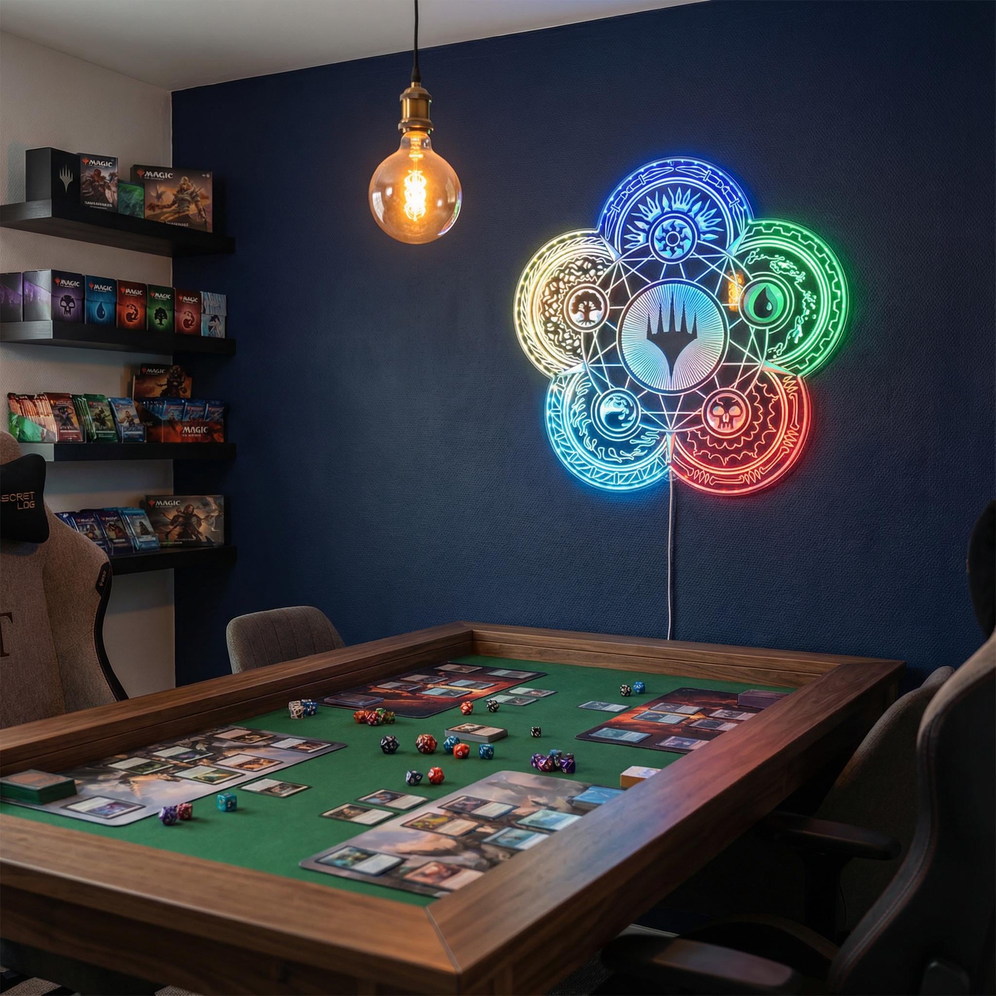 Mana Mtg Magic Elemetns LED Wall Decor Sign, Table Top Game Room Man ...