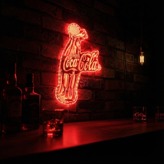 Coca Cola Bottle LED Wall Decor Sign, Game Room Man Cave Decor